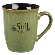 Load image into Gallery viewer, Mug - Be Still Sage Green Stoneware Coffee Mug - Psalm 46:10
