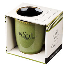 Load image into Gallery viewer, Mug - Be Still Sage Green Stoneware Coffee Mug - Psalm 46:10
