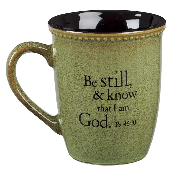 Mug - Be Still Sage Green Stoneware Coffee Mug - Psalm 46:10