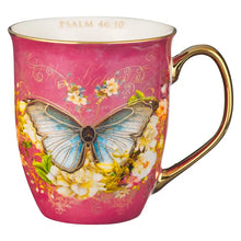 Load image into Gallery viewer, Mug - Pink/White Butterfly Be Still Ps. 46:10
